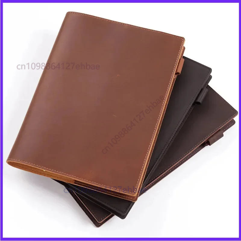 Leather Work Diary Covers - ヴィンテージ風レザーB5サイズのノートカバー。大判のメモ帳や日記、旅行や仕事の記録に最適なレザー製プランナーカバー。