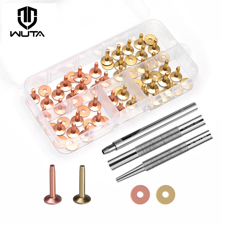 Rivet Setter Tool - ピュアレザーリベット,真ちゅう製,サイズ4〜43個のセット
