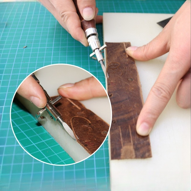 Groover Stitching Tool - 7 in 1調整可能なレザークラフトグルーバー、DIY手作り革加工用溝入れ・ステッチングツール、多目的ハンドツール