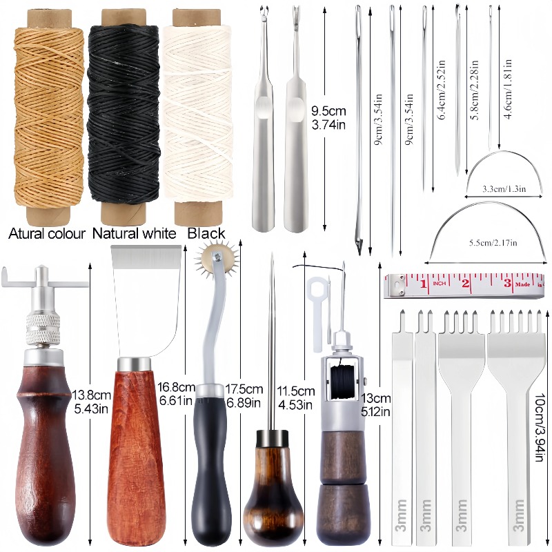 Groover Stitching Tool - プロ用手縫い革工芸ツールキット サドルグルーバー ステッチングパンチ カービングワークセット DIY革アクセサリー用ツール