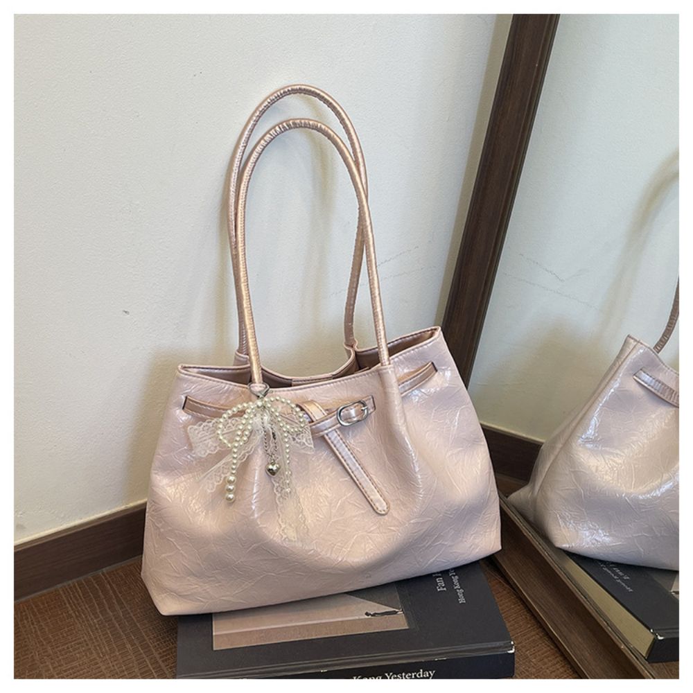 レトロ調のPUレザー製トートバッグ。無地で上品なデザイン。大 - Leatherwork Designs のレビューと価格