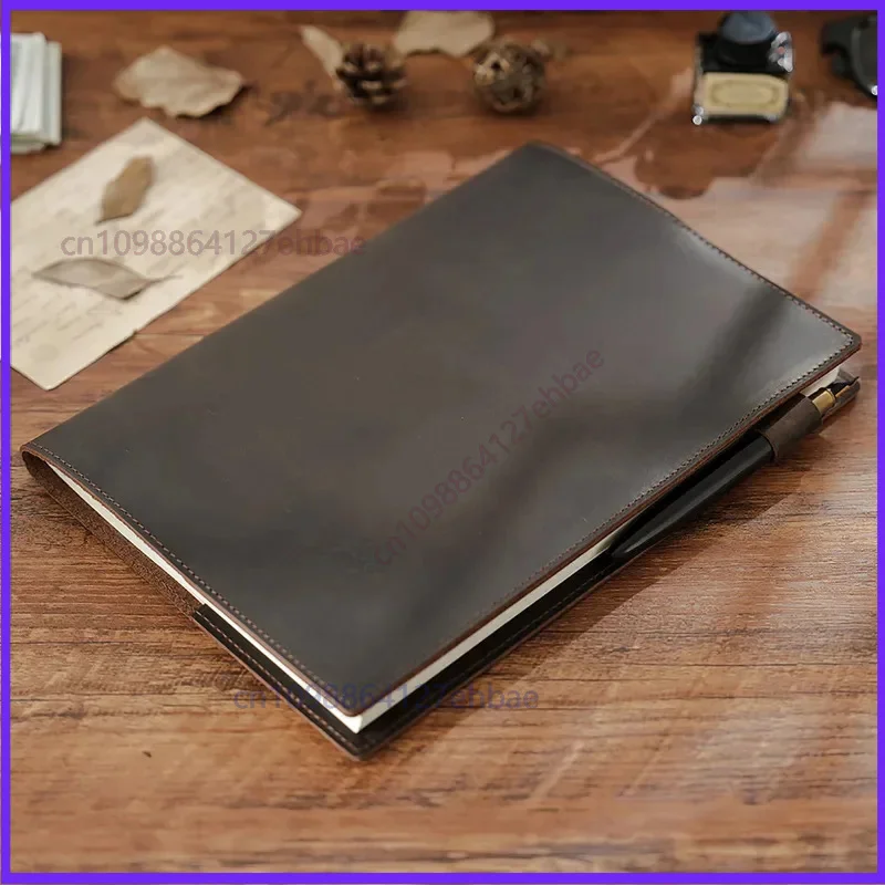 ヴィンテージ風レザーB5サイズのノートカバー。大判のメモ帳や - Leather Work Diary Covers のレビューと価格